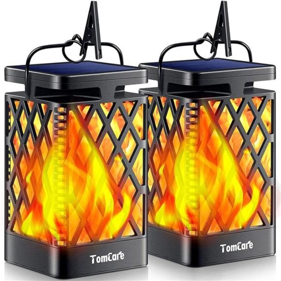 Solar Lights Outdoor Flickering Flame Solar Lantern Outdoor Hanging Lanterns - Picture 1 of 6